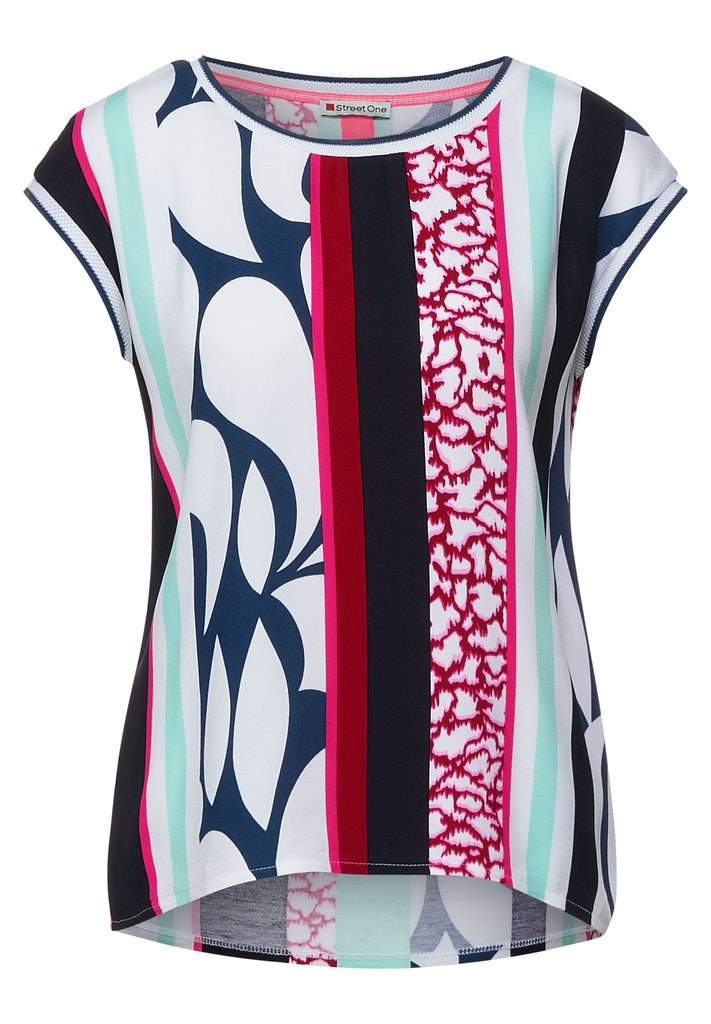 T-Shirt im Materialmix