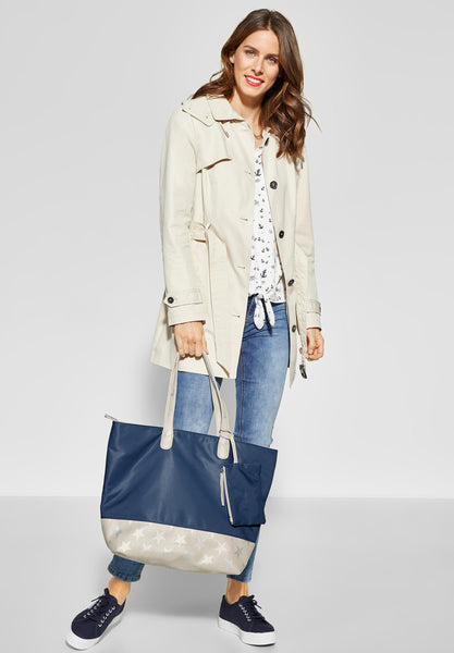 Nylon Shopper mit Streifen