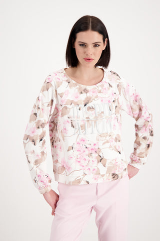 Sweatshirt, almond gemustert